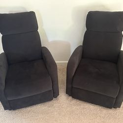 Black reclining armchairs & sofa