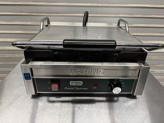 Ribbed Sandwich Panini Grill Waring WPG250B Single Commercial Press Grooved Top & Bottom Plates 120V #4481