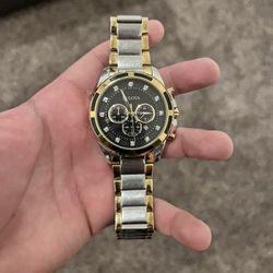 Men's Chronograph Diamond Accent Two-Tone Stainless Steel Bracelet Watch