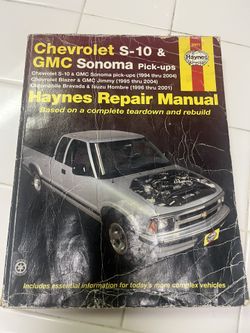 Chevrolet S-10 and GMC Sonoma pick up Haynes repair Manuel