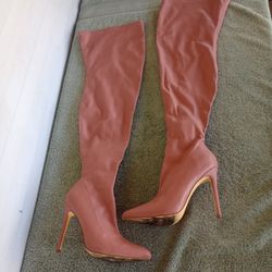 Liliana GISELE-7 THIGH HIGH HEELED BOOTS rose size 7