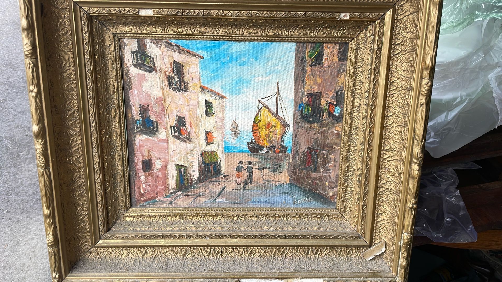 Italian Nautical Oil Scene TODAY ONLY $95.00