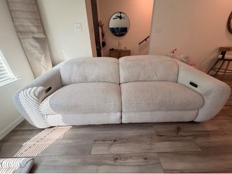 Reclining Boucle love seat and chair