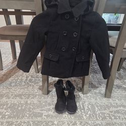 PeaCoat size 5/6 & Boots with fur size 9 toddler
