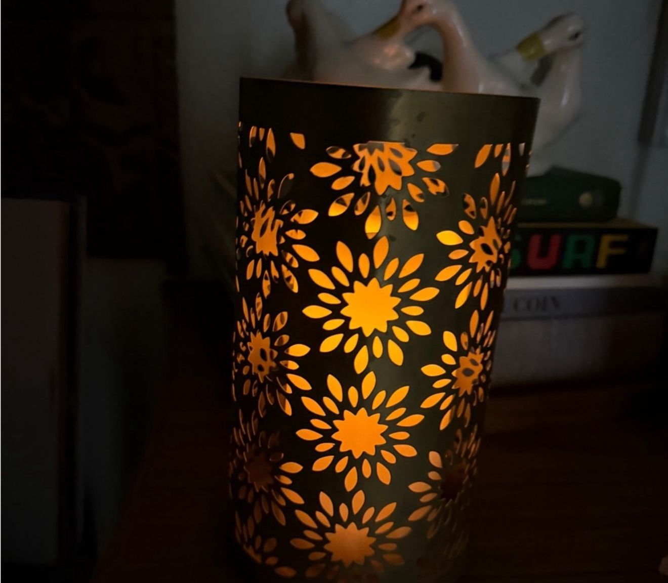 Metal Pillar Candle Cut Out Holder Lantern 