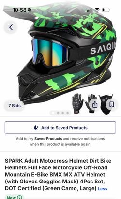 Saiqin Motocross Full Face Helmet Set Green Camo