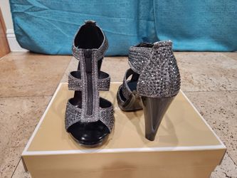 Black And Silver T Strap Michael Kors Heels Brand New In Box