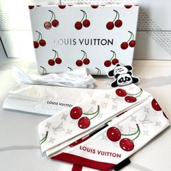 BNWT Louis Vuitton Murakami Cherry Cerise Bandeau Silk Scarf 🍒🍒