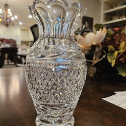Vintage Crystal Vase With Scalloped Edges