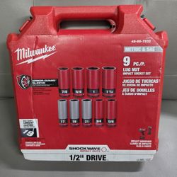 Milwaukee SHOCKWAVE Impact-Duty 1/2 in. Drive Deep SAE & Metric Lug Nut Impact Socket Set (9-Piece)