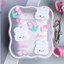 Pink and white rabbit Airpods case #kawaii