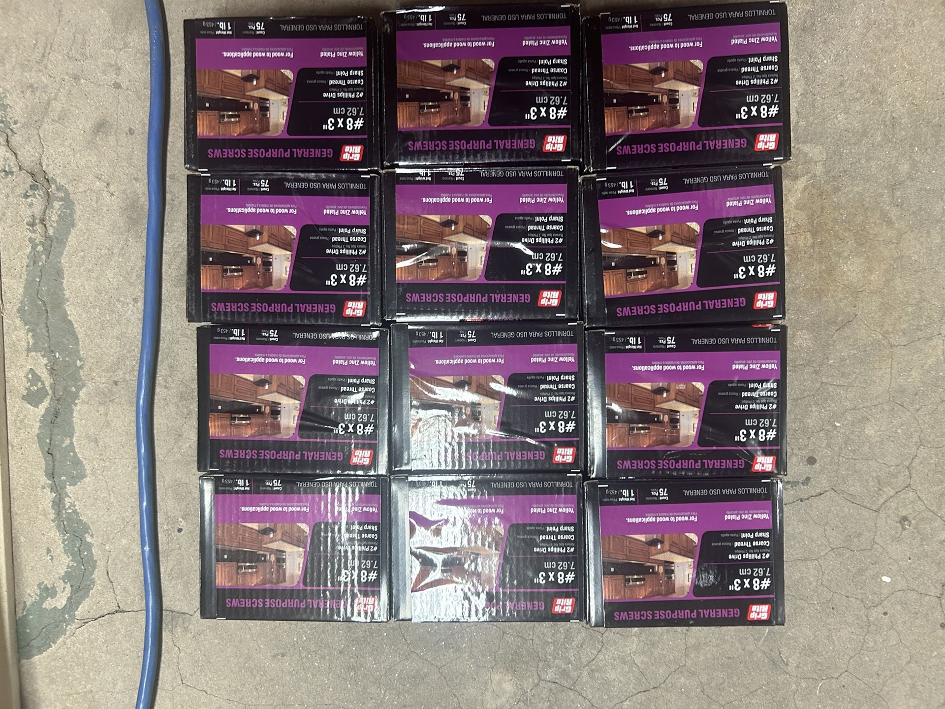 12 Boxes Of #8 3inch Philips Screws