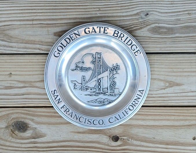 Vintage Wilton Armetale Pewter Golden Gate Bridge Plate