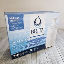 3-Pk Brita Standard Replacement Filters Works in all Brita systems except Stream. 3 Filters. New, Factory Sealed. 

Makes a great holiday Christmas gi