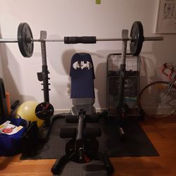Weights, Bench, Squad Rack, Olympic Bar