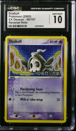 2005 Pokémon Duskull 58/107 EX Deoxys Reverse Holo Stamped CGC 10 Gem Mint