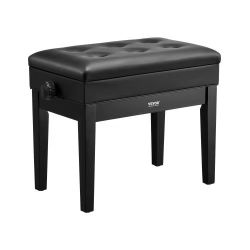 66# Piano Bench, 22" x 13" x 19.3", Keyboard Piano Chair with 19.3"-22.8" Adjustable Height, Padded Cushion, Storage Compartment for Music Books, Wood