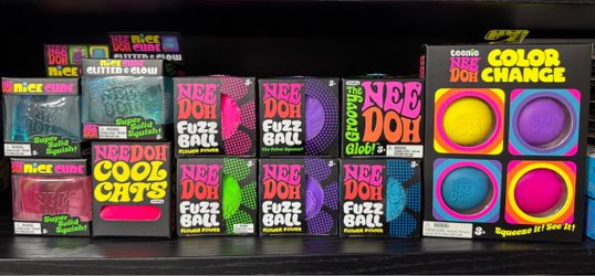 Needoh Cool Cat, Nice Cube, Fuzz Ball, Groovy Glob, Glitter Glow, Teenie Color Change