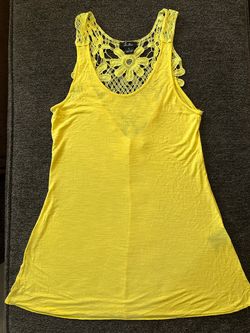 Yellow Crochet Back Swim Cover All Size L