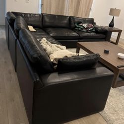 Black Leather Cloud Couch (brand New)