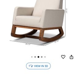 Rustic Romance Mid Century Retro Modern Fabric Upholstered Rocking Chair, Light Beige