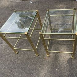 Brass And Glass Side Tables