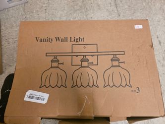 3-Light Vanity Light, Brushed Gold, 19.4", Amber Tulip Glass
Vintage Bathroom Light Fixtures, Antique Brass, Hardwired Wall Lamp for Mirror, Powder Ro