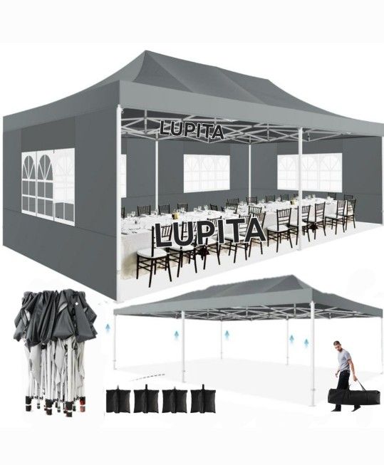 Pop Up 10x20 Canopy Tent Birthday 🥳 With Side Walls Gazebo Weddin Party Pop Up Tent Canopy- (FOR SALE)