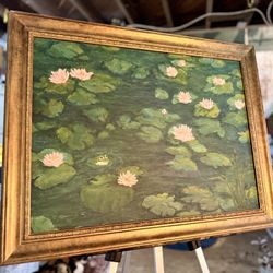 Lily Study in Green and Rose Original Painting 