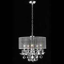 Modern 5 - Light Crystal Pendant Lights with Fabric Shade