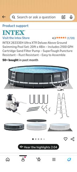 Brand new 20ftx20ftx4ft pool (above ground)