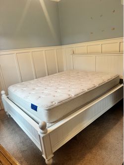 Pottery Barn White Queen Bed + mattress and boxspring