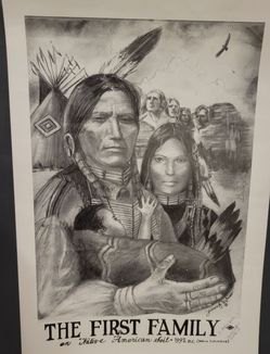 Vintage 1992 James Perkins Choctaw Native American Poster Print Signed UCLA 1995