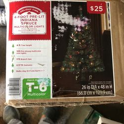 4 foot pre-lit Indiana spruce Christmas tree