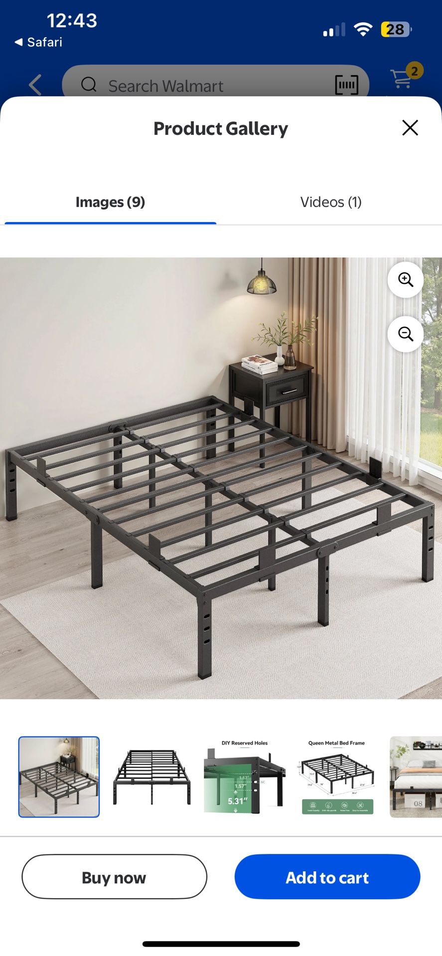 Queen Black Metal Bed Frame