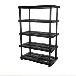 HDX 5 Tier Plastic Adjustable Garage Storage Shelving Unit in Black (48 in. W x 75 in. H x 24 in. D)