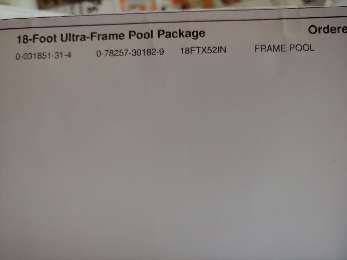 18 x 52 inch Intex Pool