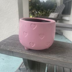 Pink Heart Ceramic Pot Valentines Planter 3”