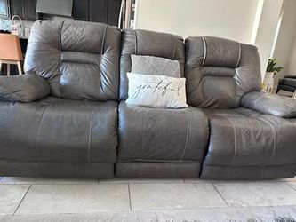 Ashley Furniture : 3 piece premium Gray Leather Couches