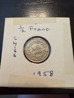 1958 1/2 Swiss franc coin