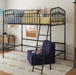 Metal Twin Loft Bed, Black