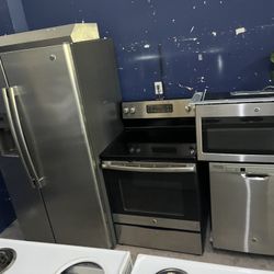 Stainless Steel GE Side By Side Kitchen Set 