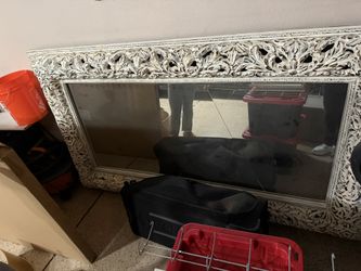 Beautiful X-Large Ornate Cream W/gold Leafing Mirror