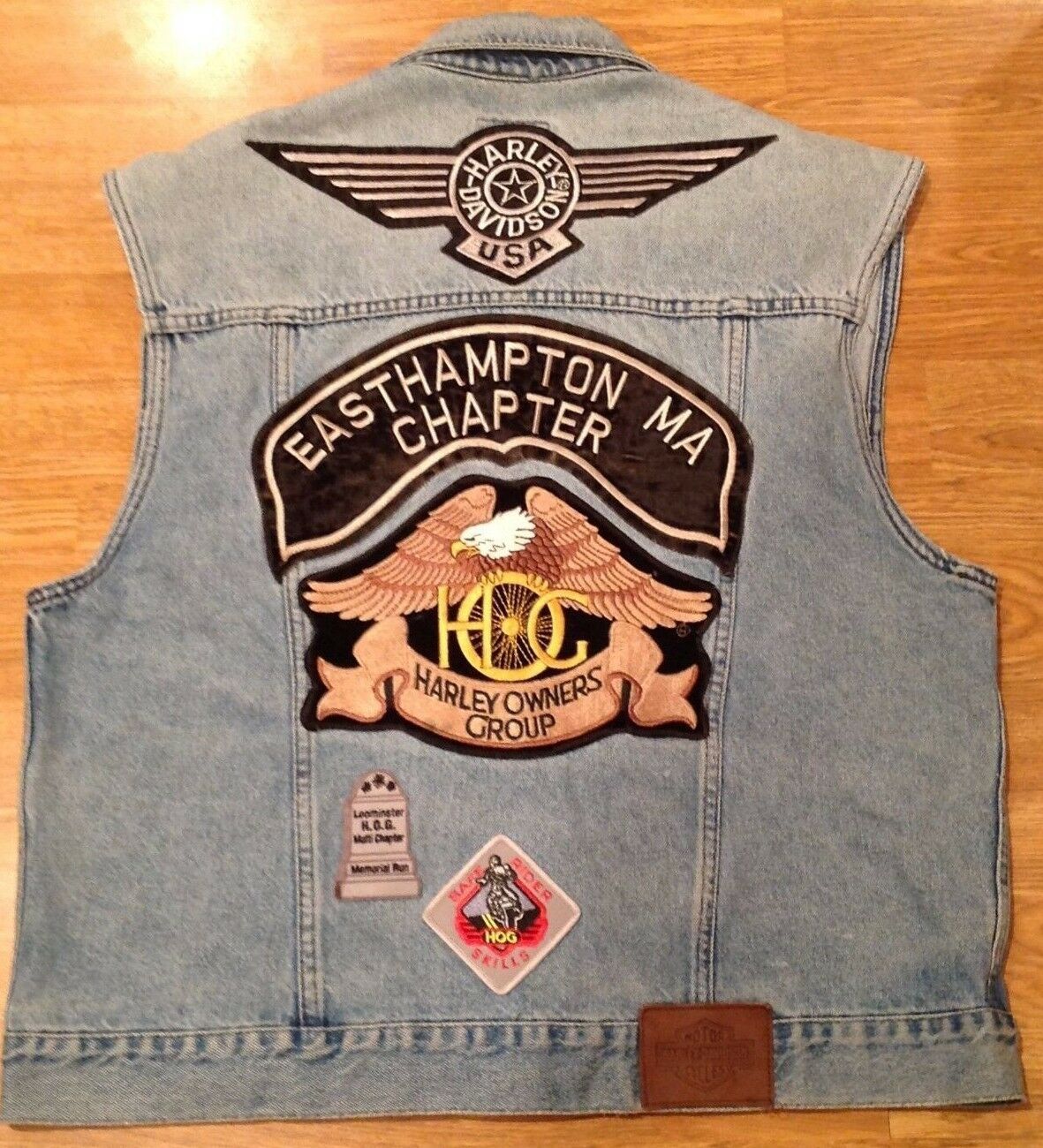 Vintage Harley Davidson Men's L Vest Jean Jacket Easthampton MA