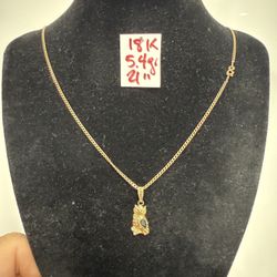 18K Solid Gold Chain and Pendant 5.4Gr 18 Inches Long 