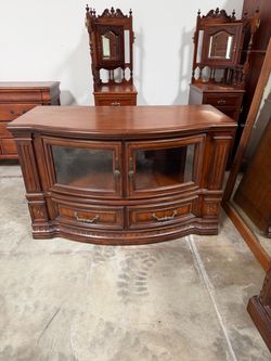 Bow-Front Glass Door Cabinet