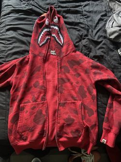 Red Bape Shark Hoodie Size S