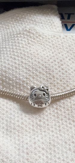 Hello Kitty Charm S925 Silver Charm For Pandora Bracelet Necklace.