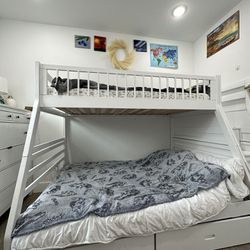 Twin Full Bed Bunk White
