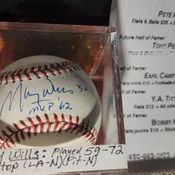AUTOGRAPHED  MAURY WILLS Los Angeles DODGERS Signed Baseball w/COA & documentation